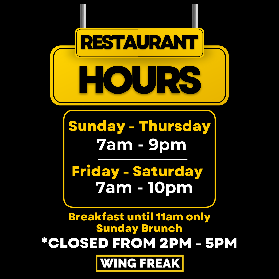 Wing Freak Restaurant in Nova Inn Yellowknife - Opening Hours